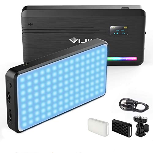 Luz de Video RGB, VIJIM VL 196 Luz de cámara LED con batería incorporada Recargable, Regulable 2500K-9000K a Todo Color 20 Modos de Efectos de iluminación Portátil Led Luz de Vídeo