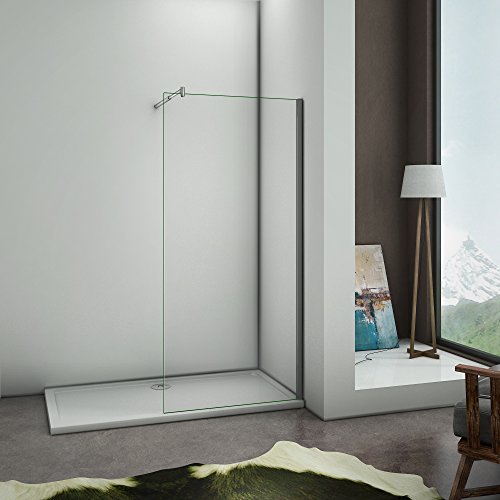 Mamparas de Ducha Frontales Puerta Fijo WALK IN Antical 8mm Cristal Barra 70cm-120cm 90x200cm