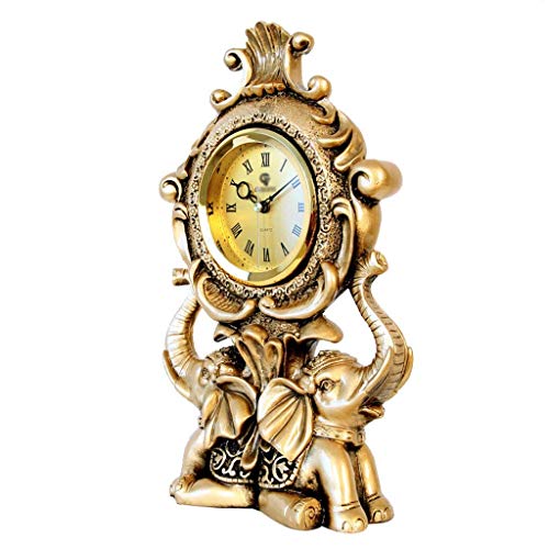 Manyao Europeo de Cuarzo Reloj Elefante/Retro Reloj de Mesa/Resina Reloj de péndulo/Sala de Estar la decoración del Reloj del Reloj de Tabla (Color: -, Tamaño: -)