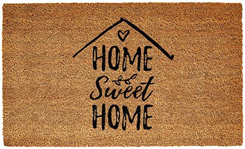 Matches21 - Felpudo de coco para interior con diseño de texto en inglés "Home Sweet Home", color negro, 1 unidad, 45 x 75 cm