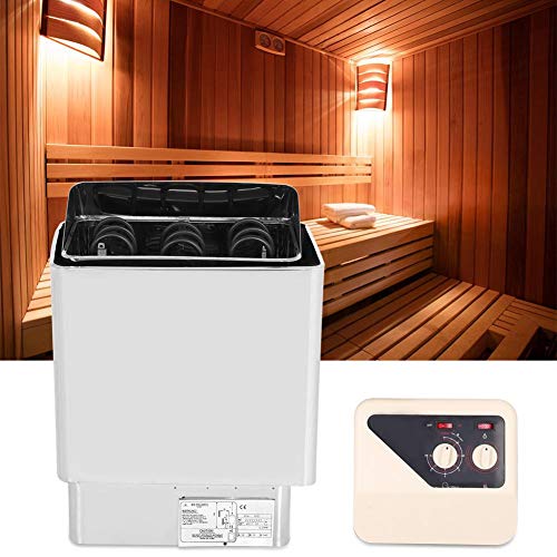 Neufday Estufa de Sauna, 6KW 220-380V Calefacción de baño de Acero Inoxidable Control Externo Calentador de Estufa de Sauna