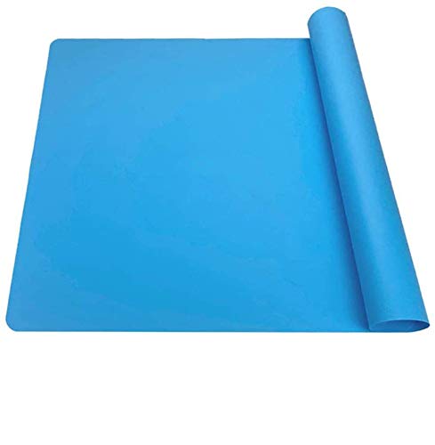 POFET 2 alfombrillas de silicona extra grandes, almohadillas de silicona de grado alimenticio, inodoras, manteles individuales para mascotas, protector de encimera para manualidades,color azul