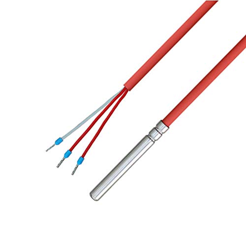 PT100 - Sensor de temperatura de 3 conductores con cable de silicona hasta 200 °C, 10 metros