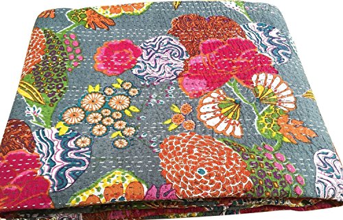 PusHPACRAFTS - Funda de edredón y almohada de algodón con estampado floral (228 x 274 cm), diseño de flores, multicolor