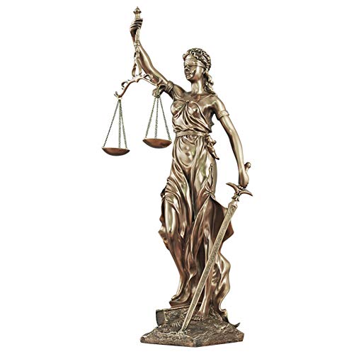 qwqqaq Lady Justice Estatua Escultura,Grande con Los Ojos Vendados Bronce Fundido En Frío Resina Romano Diosa De La Justicia Llevar Justicia Y Espada-a 27x18x73cm(11x7x29inch)