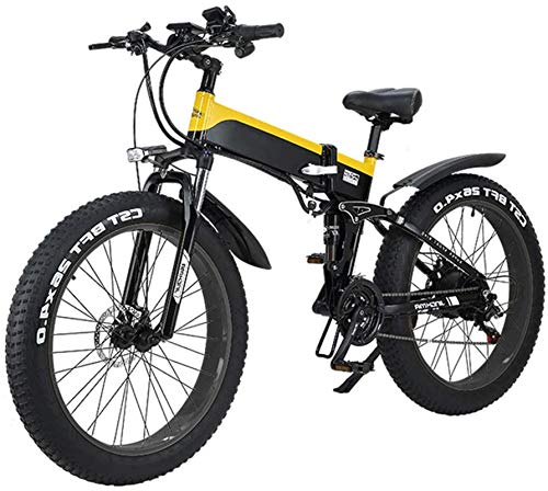 RDJM Bicicleta eléctrica Folding Mountain Bike Electric City, Pantalla LED conmuta Bicicleta eléctrica de 48V 10Ah Ebike 500W Motor, 120Kg de la Carga máxima, portátil for almacenar Fácil