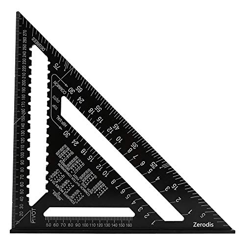 Regla Triangular Cuadrada, Regla de Triángulo 12 Pulgadas de Aleación de Aluminio Forma de Triángulo Regla Herramienta de Medición de Alta Precisión para Ingeniero Carpintero