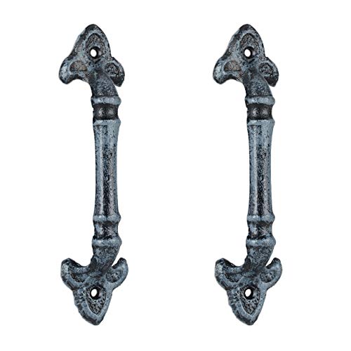 Relaxdays 2 tiradores de puerta de estilo vintage para armarios, cajones, puertas correderas, hierro fundido, 20 cm, color gris