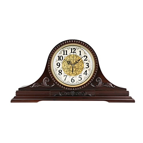 Reloj de mesa retro y reloj de mesa Reloj de madera maciza, sin tictac, reloj de escritorio retro clásico, sala de estar Reloj de escritorio grande creativo Piezas de péndulo 9.4 "x 18.3" x 4.7 "(colo