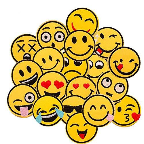 Ropa Parches,Dancepandas 20 pcs Patch Sticker bordado Emoji-expresión costura Sew en parche de para Mochila,Bolsa,Paño,Ropa DIY