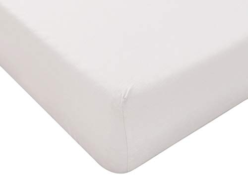 Sábana con esquinas para cama de plaza y media, 140 x 200 cm, color blanco, material 100% puro algodón, sábana para cama individual de 1 plaza, fabricada en Italia