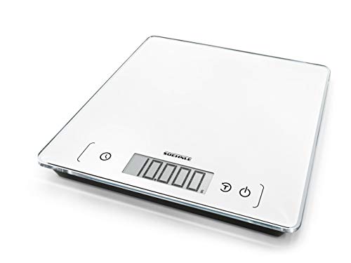 Soehnle Page Comfort 400 Báscula de Cocina Digital, Cristal de Seguridad, Blanco, 22x22x1.8cm
