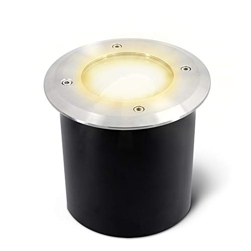 SSC-LUXon Foco empotrable Jadina orientable plano con bombilla LED de 5 W blanco cálido 230 V – Lámpara de suelo transitable redondo exterior IP67