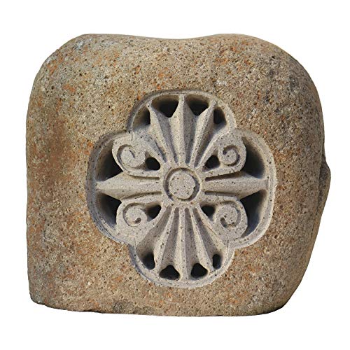 STONE art & more Farol de Piedra con Adornos, Altura Aprox. de 35 cm, Piedra Natural, Piedra de río, Resistente a Las heladas.
