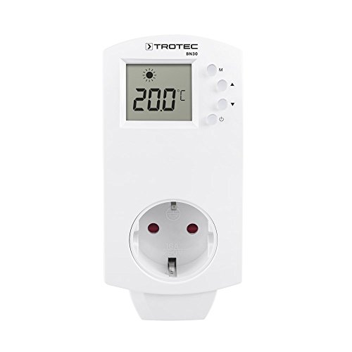 TROTEC Termostato para Enchufe BN30, 5-30 °C, Control de Calefacción y Refrigeración, Interruptor Térmico para la Calefacción por Infrarrojos, Blanco