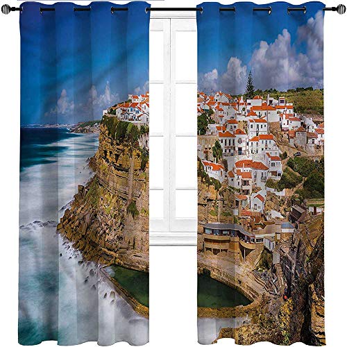 Unoseks Lanzón cortinas opacas para ventana, estilo europeo, medieval, estilo rústico de la costa de la ciudad le dan a tu salón un nuevo aspecto