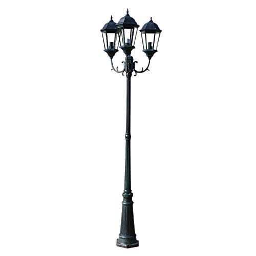 vidaXL Pedestal/Poste Lámpara Verde Oscuro De Pie De Jardín 3-Brazos 230cm