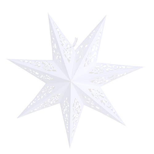 Vosarea papel de linterna de estrella 45 cm colgante festival de navidad boda fiesta de cumpleaños decoración del hogar ahueca hacia fuera los colgantes (blanco)