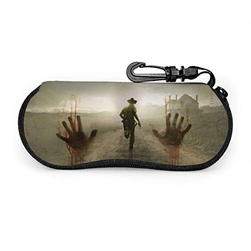 Walking Dead Estuche para gafas Gafas de sol Estuche para anteojos Juego de protección Portátil Cremallera de viaje Estuche para gafas de neopreno suave Estuche con clip para cinturón.