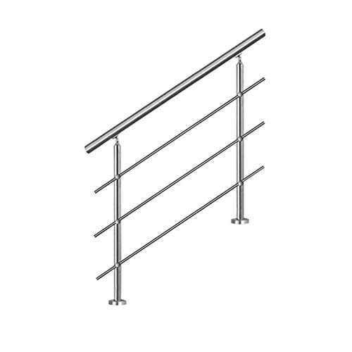WZNING Barandilla de acero inoxidable, barandilla para exteriores e interiores para escaleras, con 3 barras transversales, 1 pasamanos y 2 columnas, para casa/balcón antideslizante (tamaño: 80 cm)