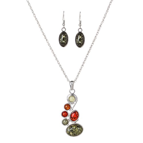 YAZILIND Cadena Colorida Conjunto de joyería de imitación ámbar Elegante Pendientes del Collar Irregular