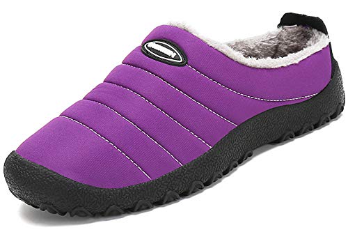 Zapatillas de Estar por Casa Mujer Hombre, Invierno Zapatos de Casa con Forro de Piel - Cálidas y Cómodas - con Suela Antideslizante para Exterior e Interior,Púrpura 40
