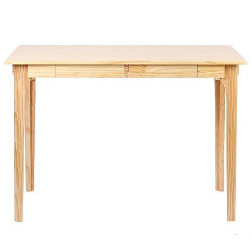 Zerone - Mesa de madera para balcón, mesa de jardín, mesa de café, mesa de café, escritorio simple moderno con escritorio con dos cajones para la oficina en casa