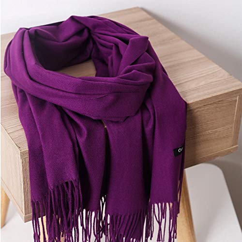 ZHONGCZ Otoño e invierno nueva bufanda monocromática mantón bufanda de cachemira de imitación femenina engrosamiento aire acondicionado frío bufanda de lana caliente @ Púrpura # 2