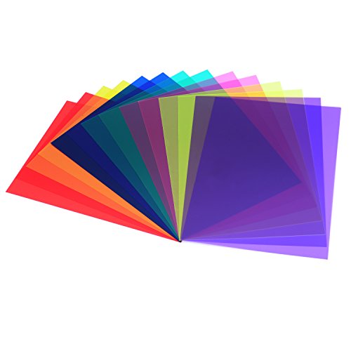 14 Piezas de Filtro de Gel de Corrección Película de Color de Transparencia Filtro de Luz de Gel de Plástico, 7 Colores Diferentes