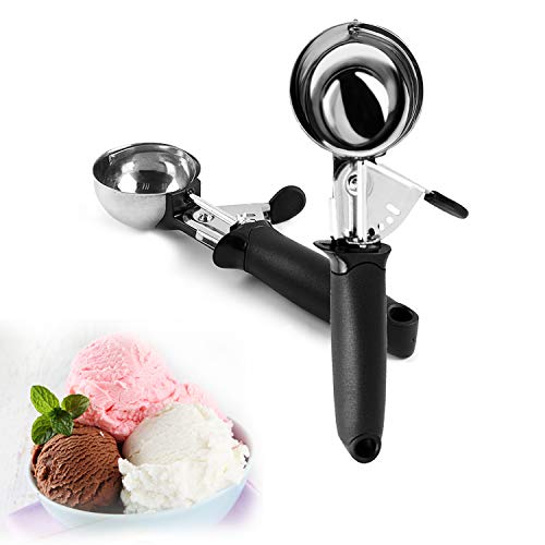 [2 piezas] Cuchara para helado de acero inoxidable 304, cuchara grande para hacer bolas de helado, se puede utilizar para hacer bolas de helado/pastel/fruta/postre.