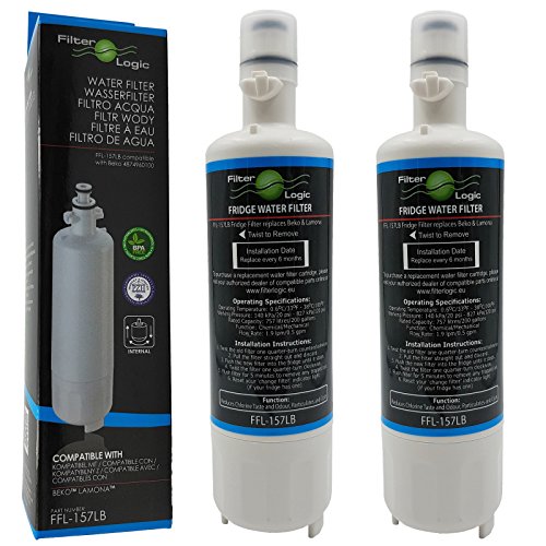 2x FilterLogic FFL-157LB Filtro de agua compatible con cartucho 4874960100 para Beko, Grundig, Kuppersbusch, Smeg frigorífico - frigo 4 puertas