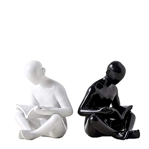 Amuzocity 2 Piezas de Libro de Trabajo Pesado Termina Decorativa sujetalibros Figura de cerámica decoración del hogar - En Blanco y Negro