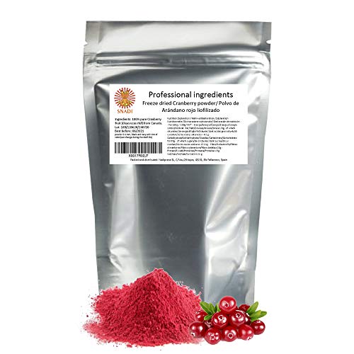 Arandano rojo liofilizado en polvo x 200 g. Fruta congelada. 100% puro cranberry Sin azúcar - Sin aditivos ni conservantes. Fibra alimentaria, contiene altos niveles de taninos y antioxidantes.