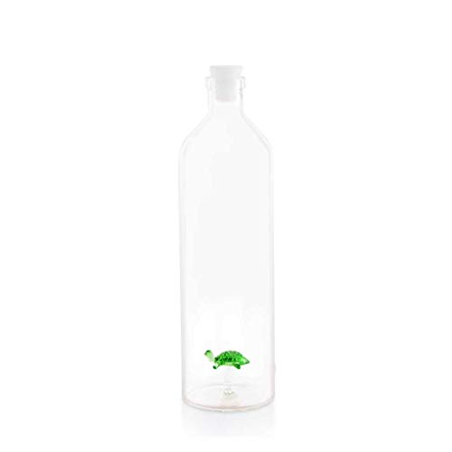Balvi Botella Turtle para Agua Contiene Figura de Tortuga con tapón de Silicona Borosilicato 30cm
