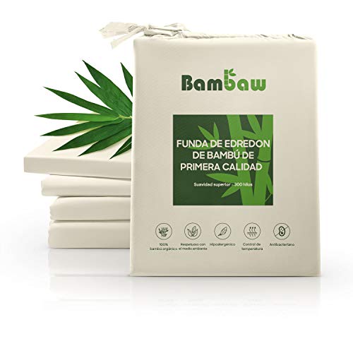 Bambaw Funda Nórdica de Bambú Duvet Cover | Suavidad | Sostenible | Funda Nórdica Funda Nordica Antiacaros | Tejido Transpirable | Beige - 135x200