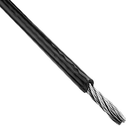 BeMatik - Cable de Acero Inoxidable de 6 mm. Bobina de 25 m. Recubierto de plástico Negro