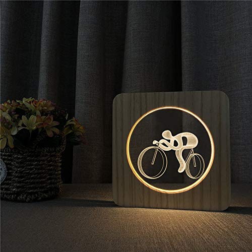 Bicicleta Ciclismo Acrílico Luces nocturnas Mesa Interruptor de luz Control Grabado Luces Habitación Infantil Fiesta Deportiva Regalos