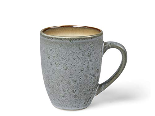 BITZ Taza de café de gres resistente, 30 cl, color gris exterior y crema en el interior