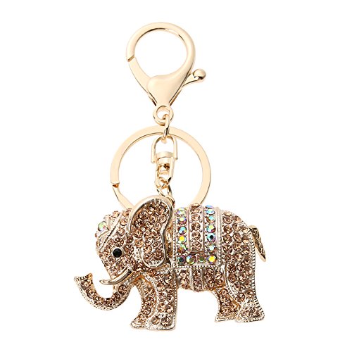 BMEA Llavero para mujer, colgante de elefante, con incrustaciones de color fundido, accesorio para regalo creativo (champán)