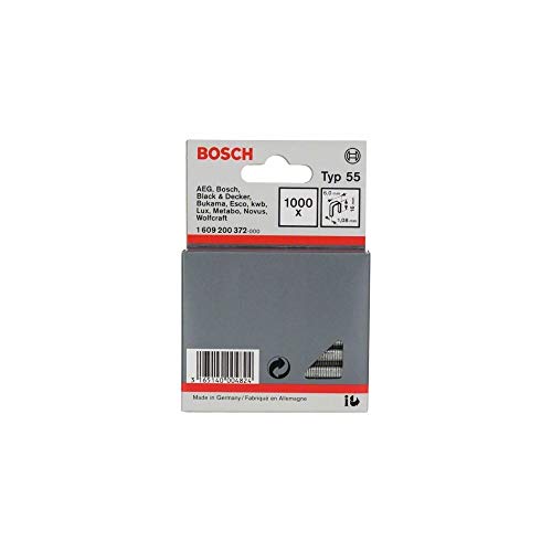 Bosch 1 609 200 372 - Grapa de lomo estrecho tipo 55, 6 x 1,08 x 16 mm, pack de 1000