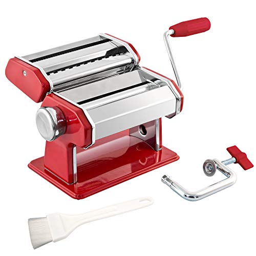 bremermann Máquina de Pasta para Espaguetis, Pasta y lasaña (7 Niveles), máquina de Pasta, Hacedor de Pasta (Rojo)