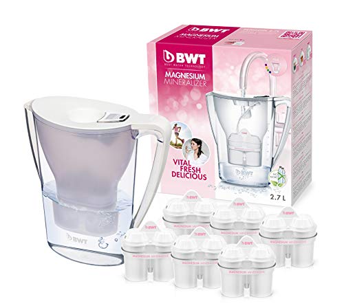 BWT Penguin Electrónica – Jarra filtradora de agua con magnesio + Pack 6 filtros jarra de agua, 2,7 L Blanca