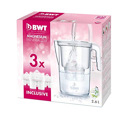 BWT Vida Manual – Jarra filtradora de agua con magnesio + Pack 3 filtros jarra de agua, 2.6 L