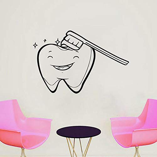 Calcomanías de pared de oficina dental dentista sonrisa pegatinas de pared de vinilo salud dental hospital dental decoración interior cepillo mural