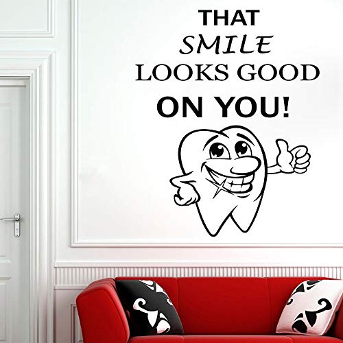Calcomanías de pared para consultorio dental dentista sonrisa dientes vinilo pegatinas de pared salud dental hospital decoración interior