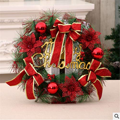 cczxfcc Ornamento De Navidad Guirnalda De Oro Bola Roja Decoración Guirnalda Puerta Corona Guirnalda Adornos 40 Cm