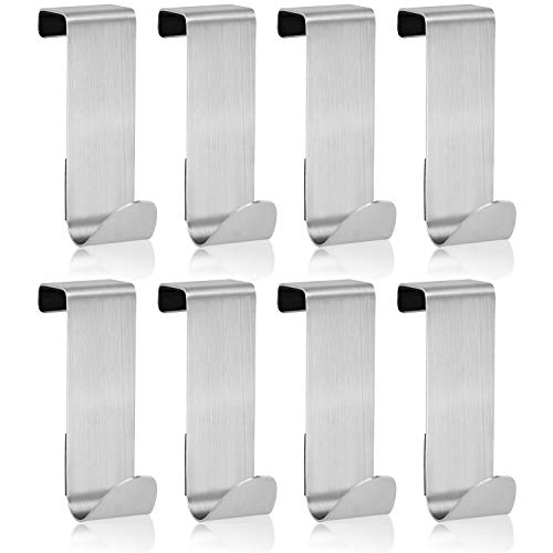 com-four® 8X Los Ganchos de la Puerta de Acero Inoxidable - Gancho de Ropa con protección de Espuma - Colgador de Abrigos para la Puerta del Armario y la Puerta de la habitación - 7,5 cm (7.5cm)