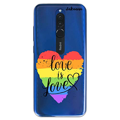 dakanna Funda Compatible con [Xiaomi Redmi 8] de Silicona Flexible, Dibujo Diseño [LGBT Corazón Frase Just Love], Color [Fondo Transparente] Carcasa Case Cover de Gel TPU para Smartphone