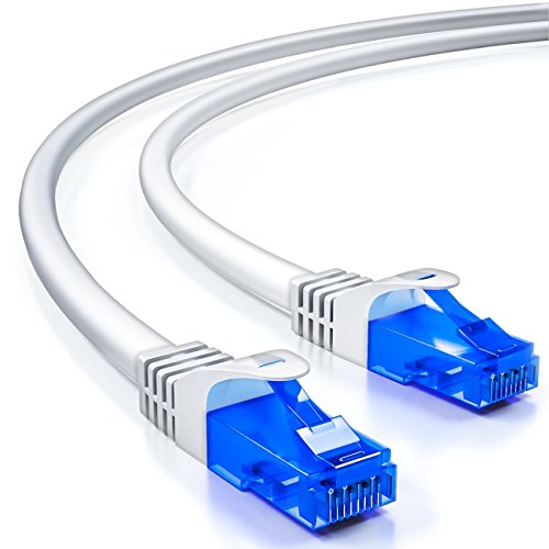 deleyCON 20m Cat.6 Ethernet Gigabit LAN Cable de Red RJ45 CAT6 Cable de Conexión U/UTP Compatible con Cat.5 Cat.5e Cat.6a Cat.7 - Blanco