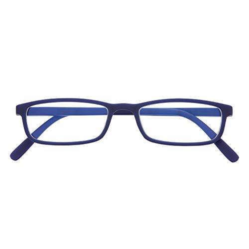 DIDINSKY Gafas de Presbicia con Filtro Anti Luz Azul para Ordenador. Gafas Graduadas de Lectura para Hombre y Mujer. Tacto Goma y Cristales Anti-reflejantes. Indigo +1.5 – ARKEN SCREEN